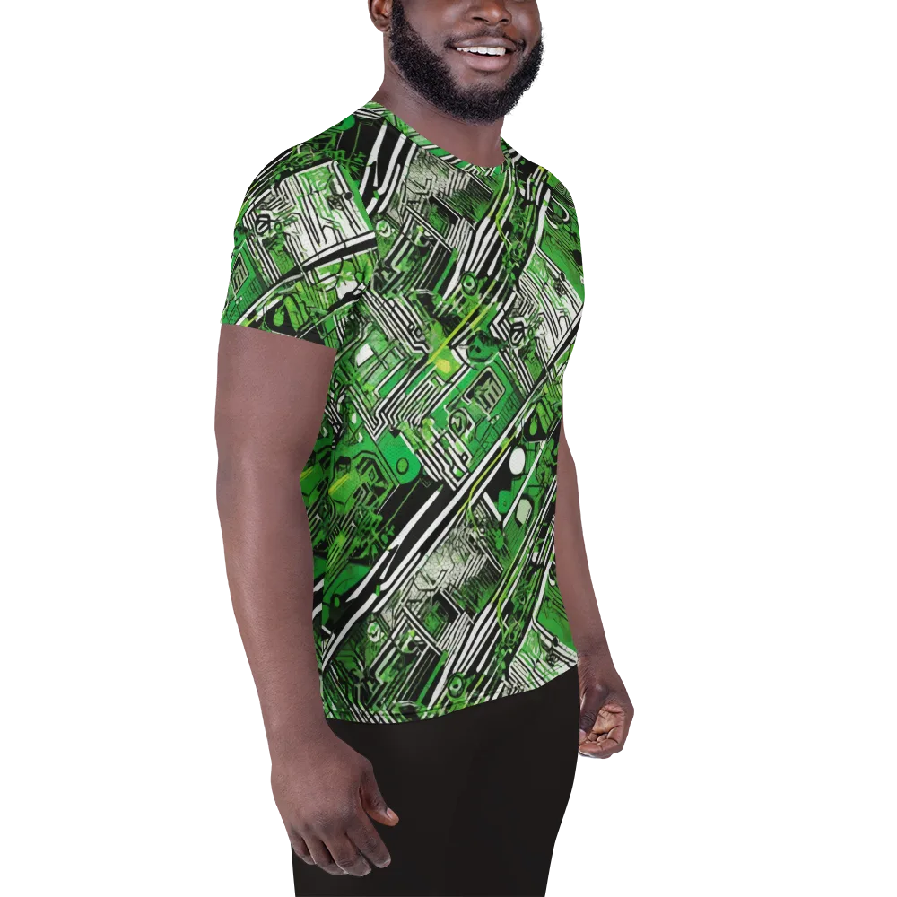 Greenline Grid on Men's Athletic T-Shirt — Right