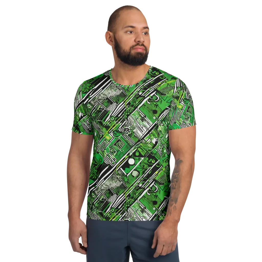 Greenline Grid on Men's Athletic T-Shirt — Front