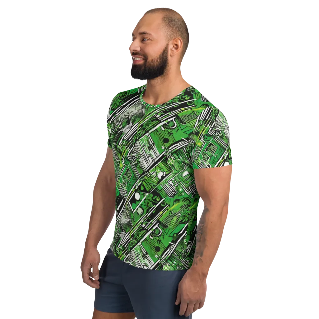 Greenline Grid on Men's Athletic T-Shirt — Left