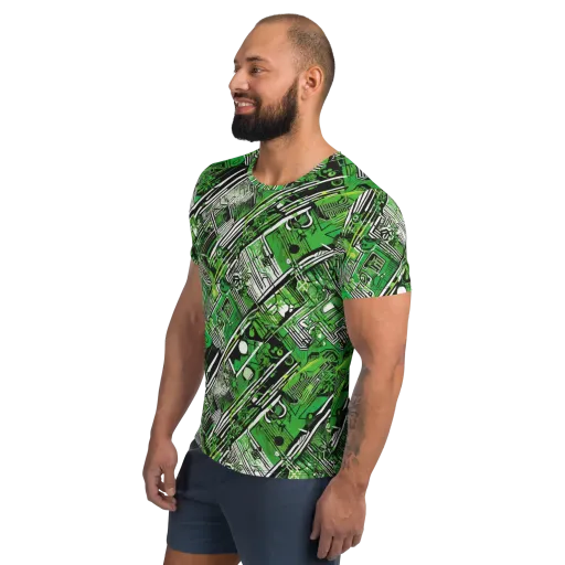 Greenline Grid on a Men's Athletic T-Shirt