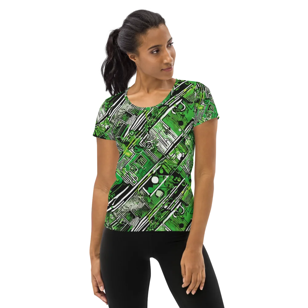 Greenline Grid on Women's Athletic T-Shirt — Front