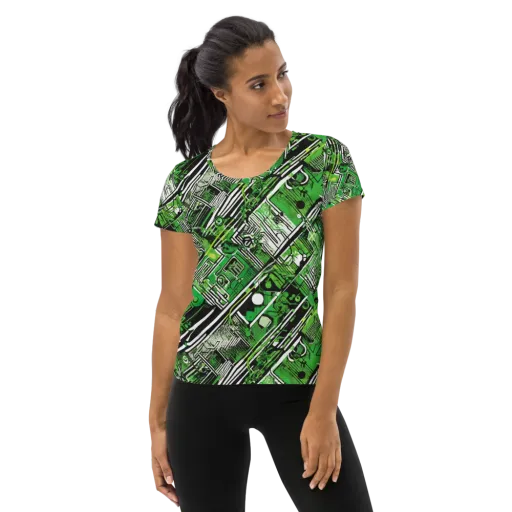 Greenline Grid on a Women's Athletic T-Shirt