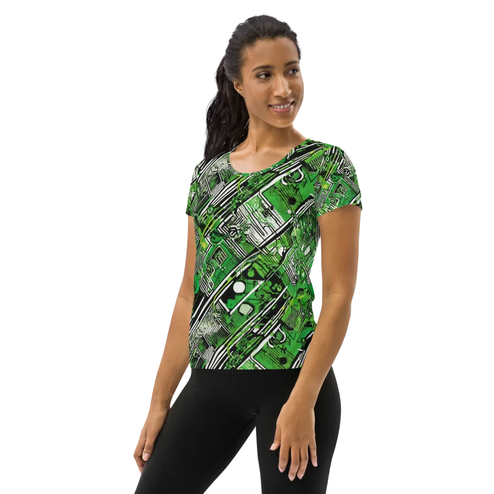 Greenline Grid on Women's Athletic T-Shirt — Left