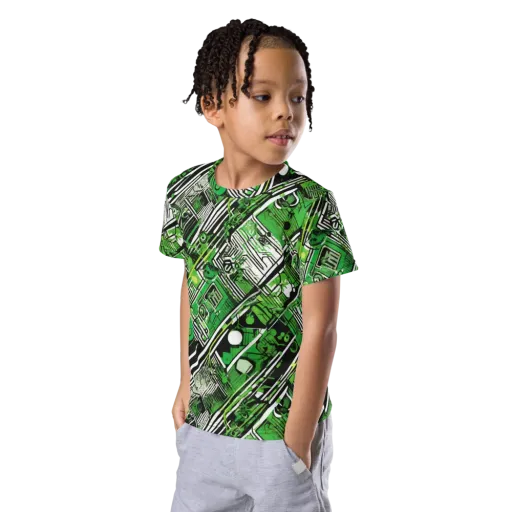 Greenline Grid on a Kids Crew Neck T-Shirt
