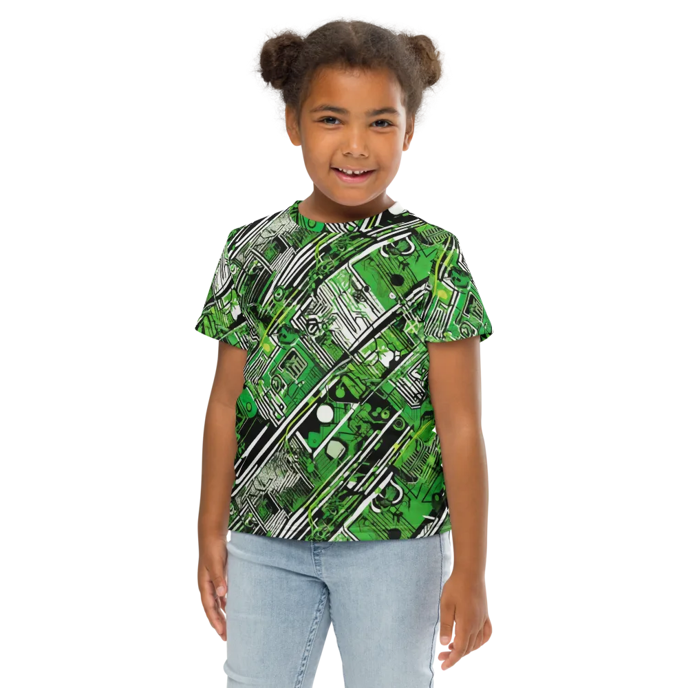 Greenline Grid on Kids Crew Neck T-Shirt — Front
