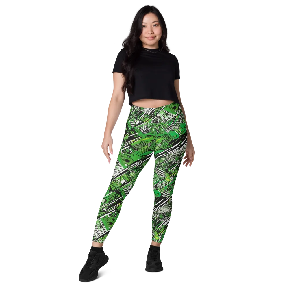 Greenline Grid on Leggings with Pockets — Front