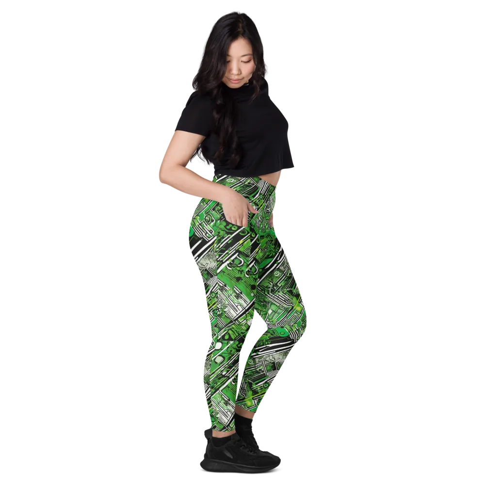 Greenline Grid on Leggings with Pockets — Right