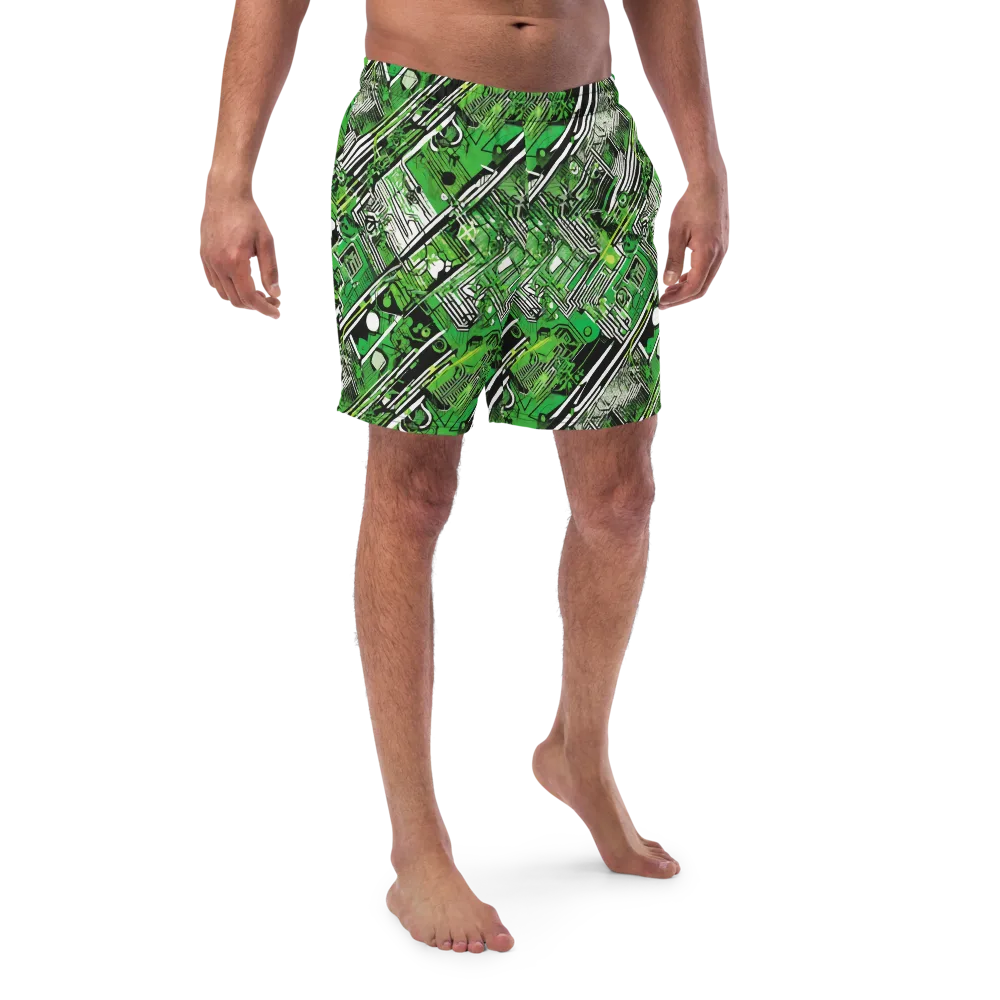 Greenline Grid on Swim Trunks — Front