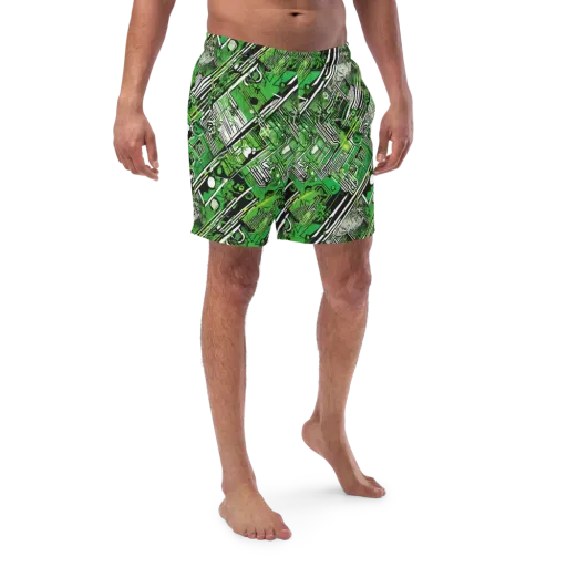 Greenline Grid on a Swim Trunks