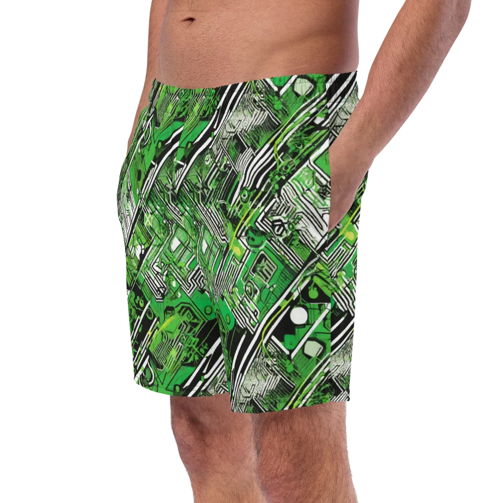 Greenline Grid on Swim Trunks — Left Front