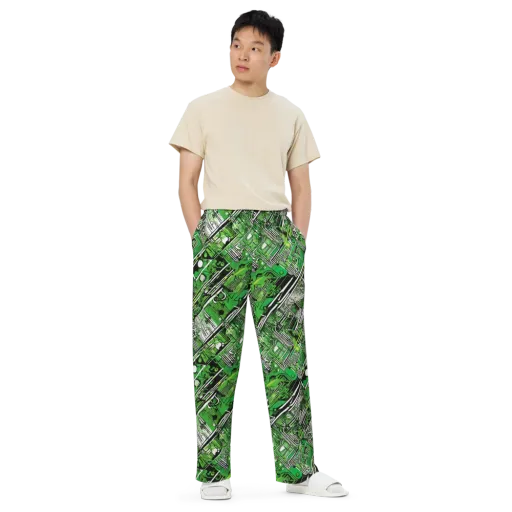 Greenline Grid on a Wide-Leg Pants