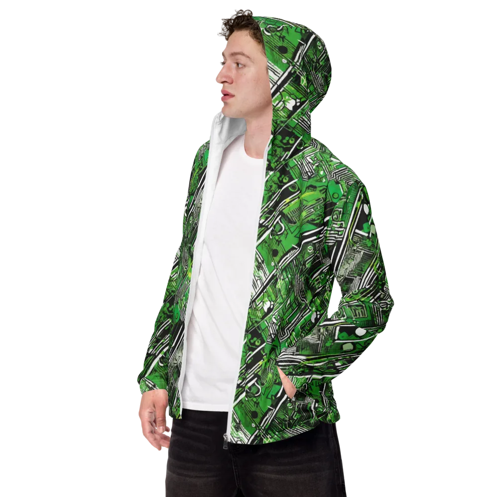 Greenline Grid on Men's Windbreaker — Left Front