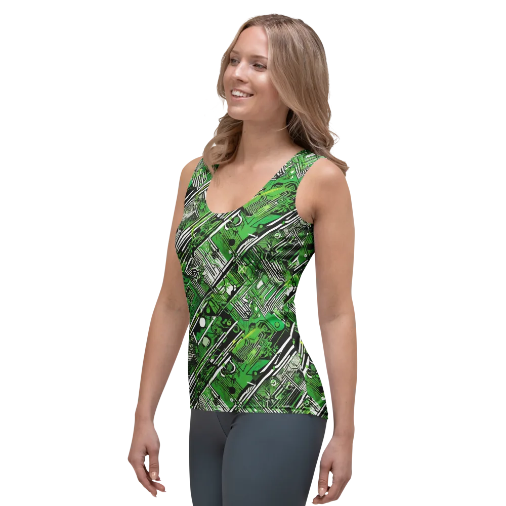 Greenline Grid on Women's Tank Top — Left Front