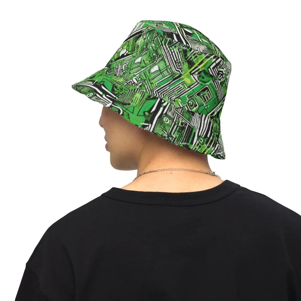 Greenline Grid on Reversible Bucket Hat — Back Inside