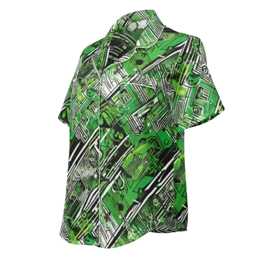 Greenline Grid on a Women's Short Sleeve Pajama Top