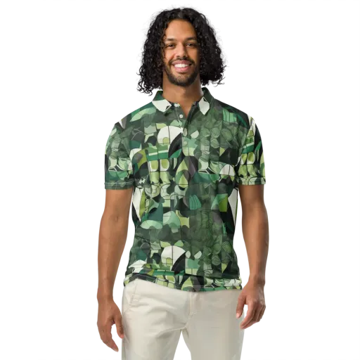Greenhouse Geometry on a Men's Slim Fit Polo Shirt