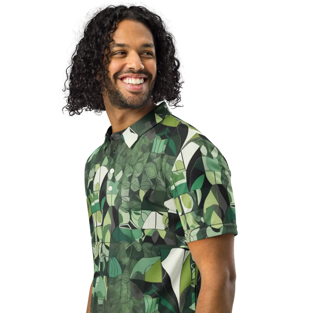Greenhouse Geometry on Men's Slim Fit Polo Shirt — Left Front