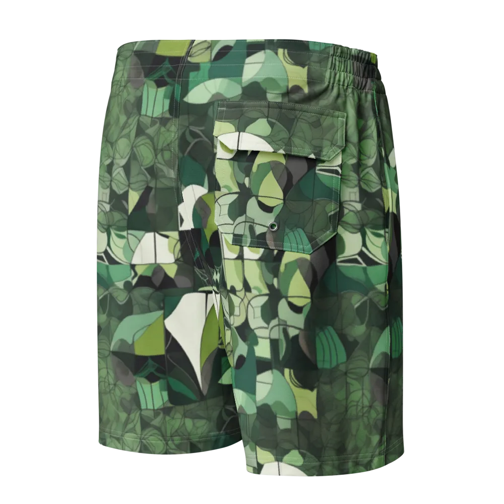Greenhouse Geometry on Men's Board Shorts — Back