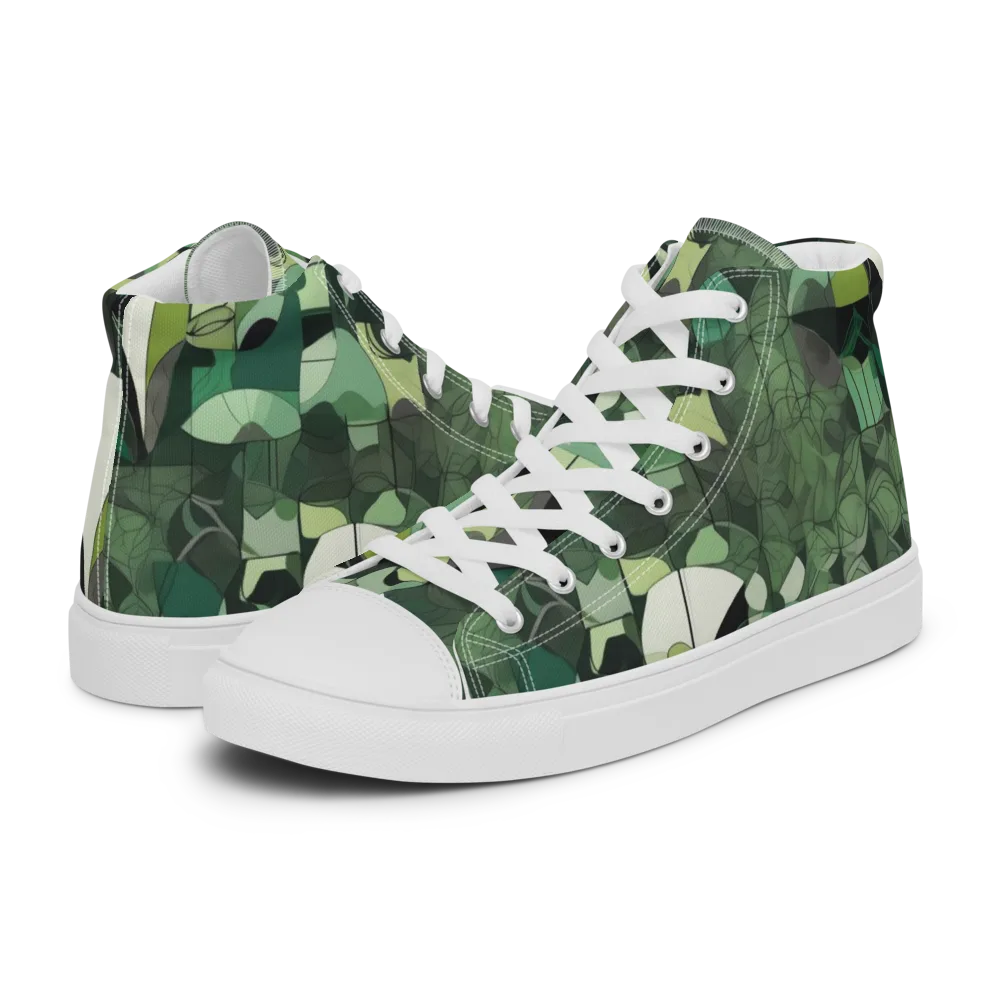Greenhouse Geometry on Men's High Top Canvas Shoes — Left