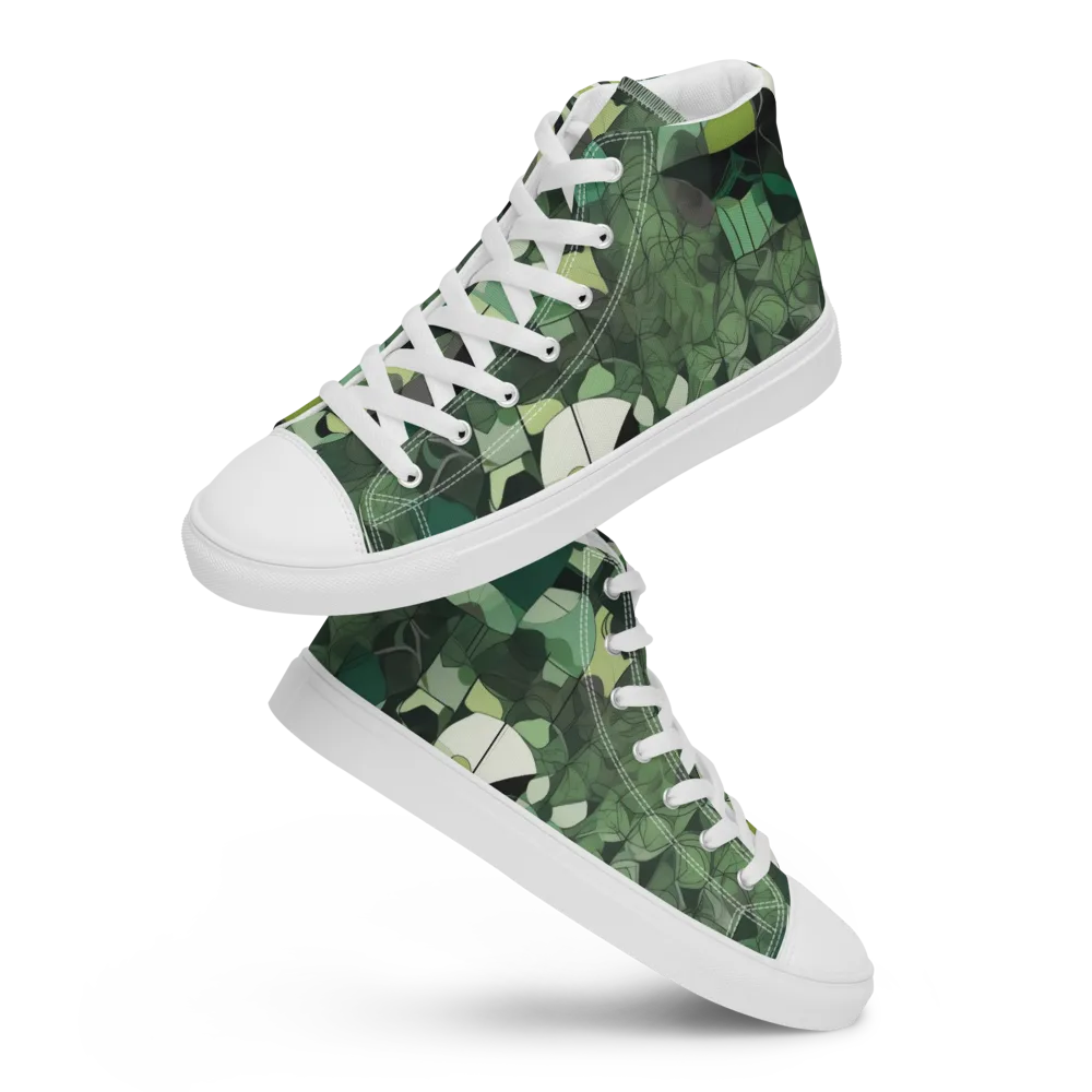 Greenhouse Geometry on Men's High Top Canvas Shoes — Front