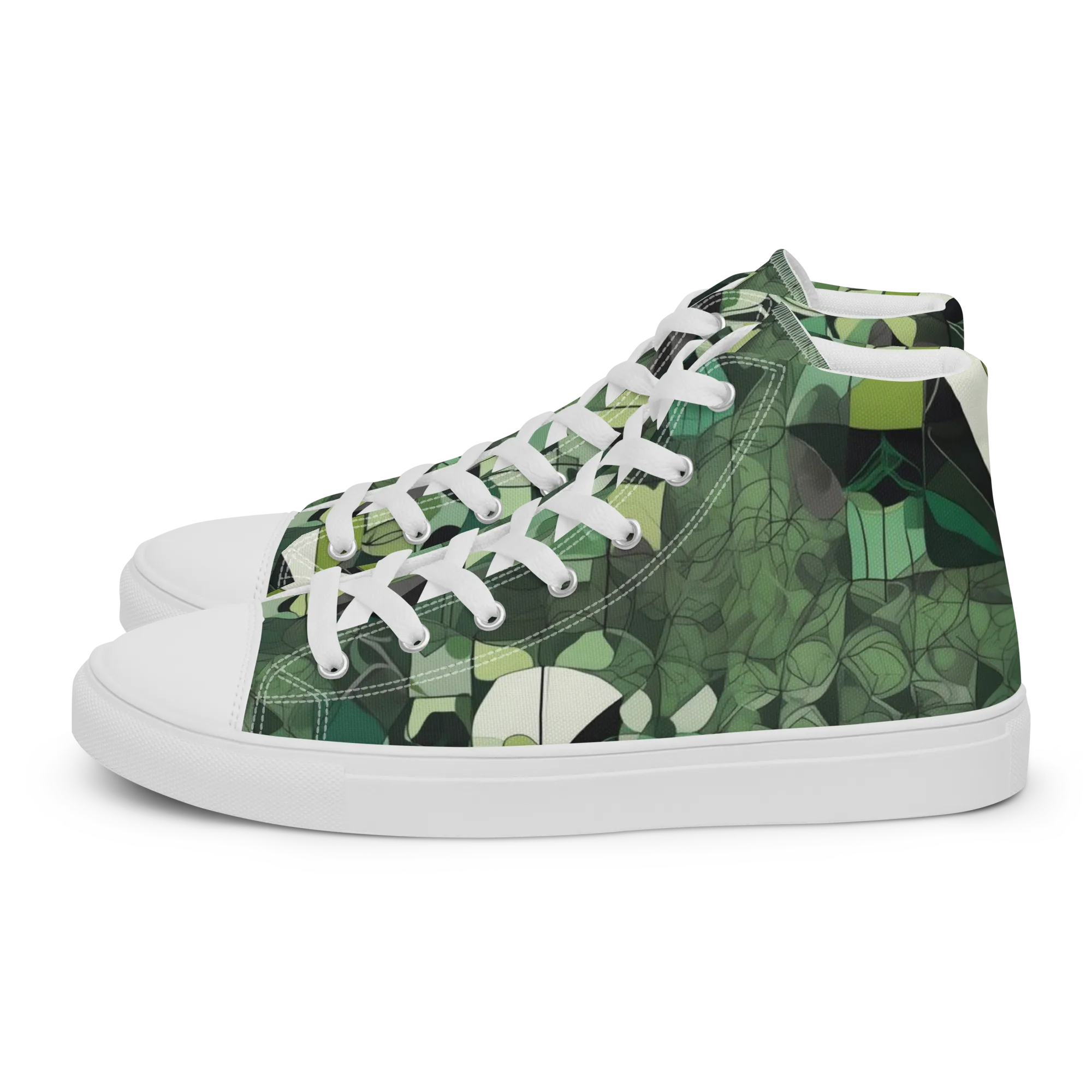 Greenhouse Geometry on Women's High Top Canvas Shoes — Left