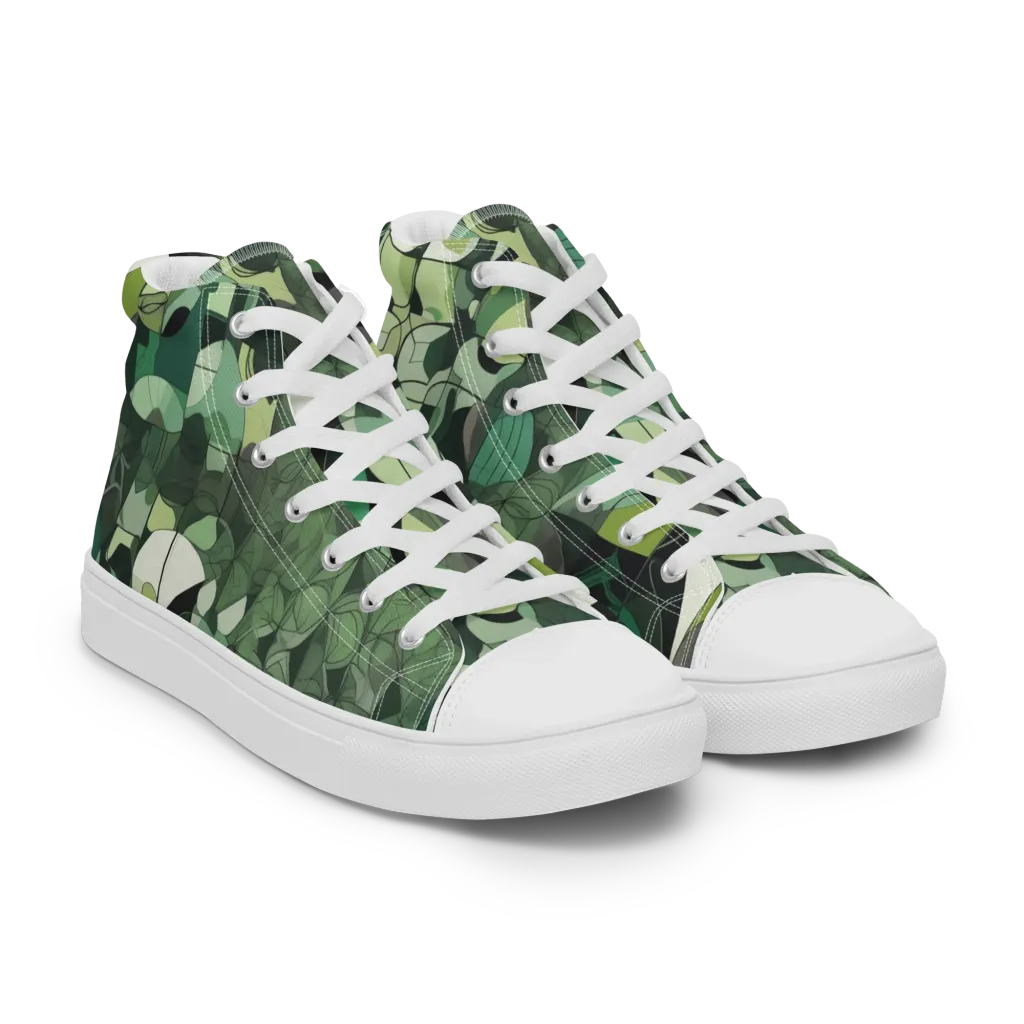 Greenhouse Geometry on Women's High Top Canvas Shoes — Right Front