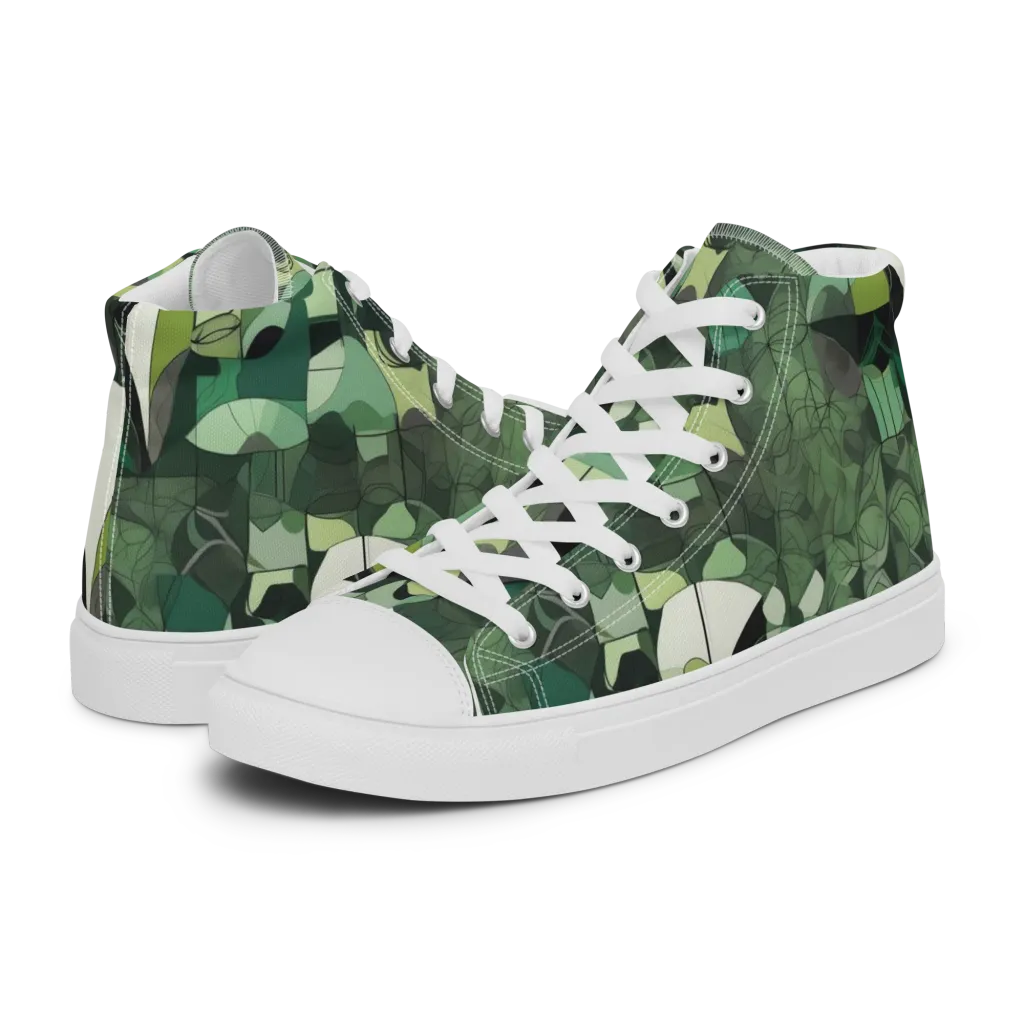 Greenhouse Geometry on Women's High Top Canvas Shoes — Left