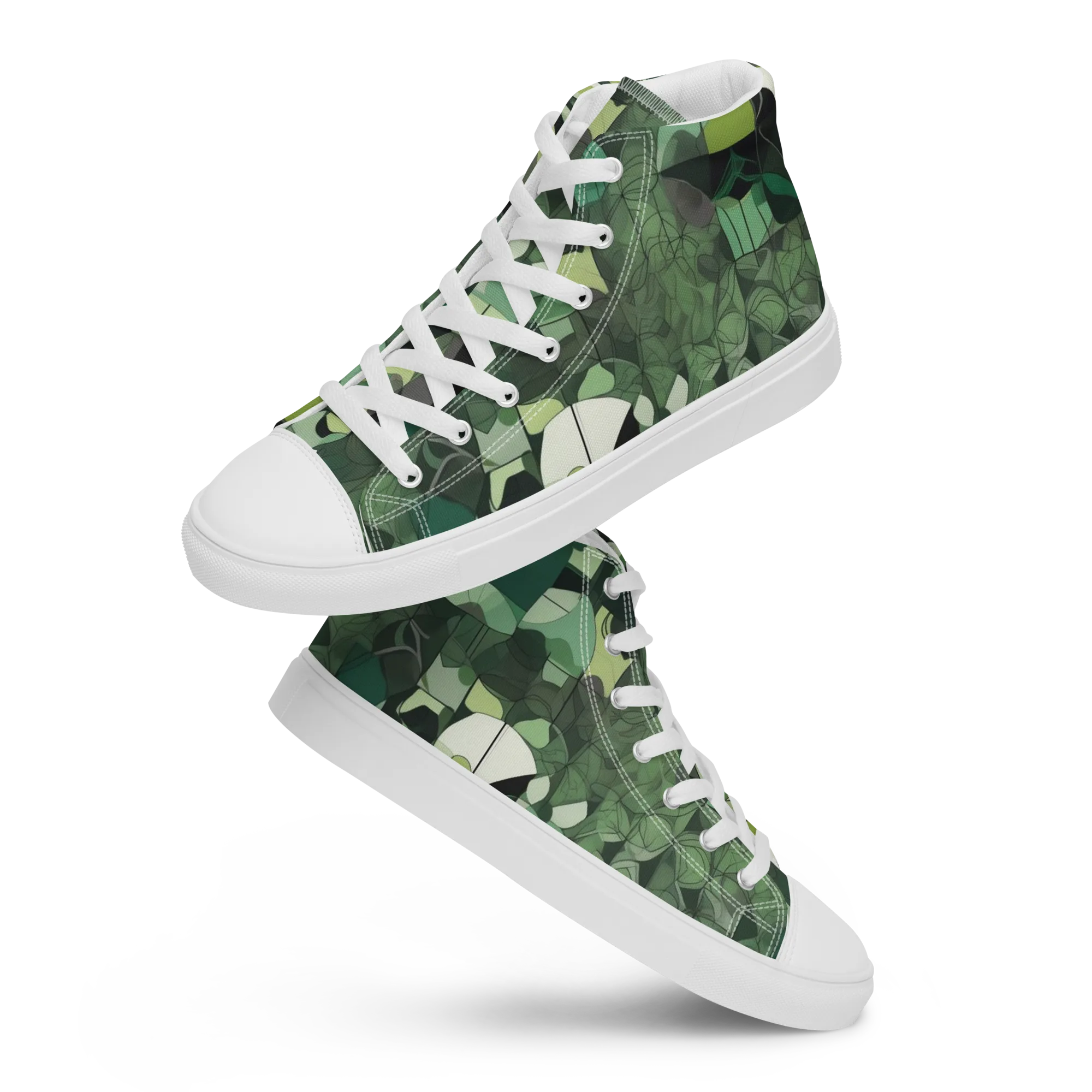 Greenhouse Geometry on Women's High Top Canvas Shoes — Front