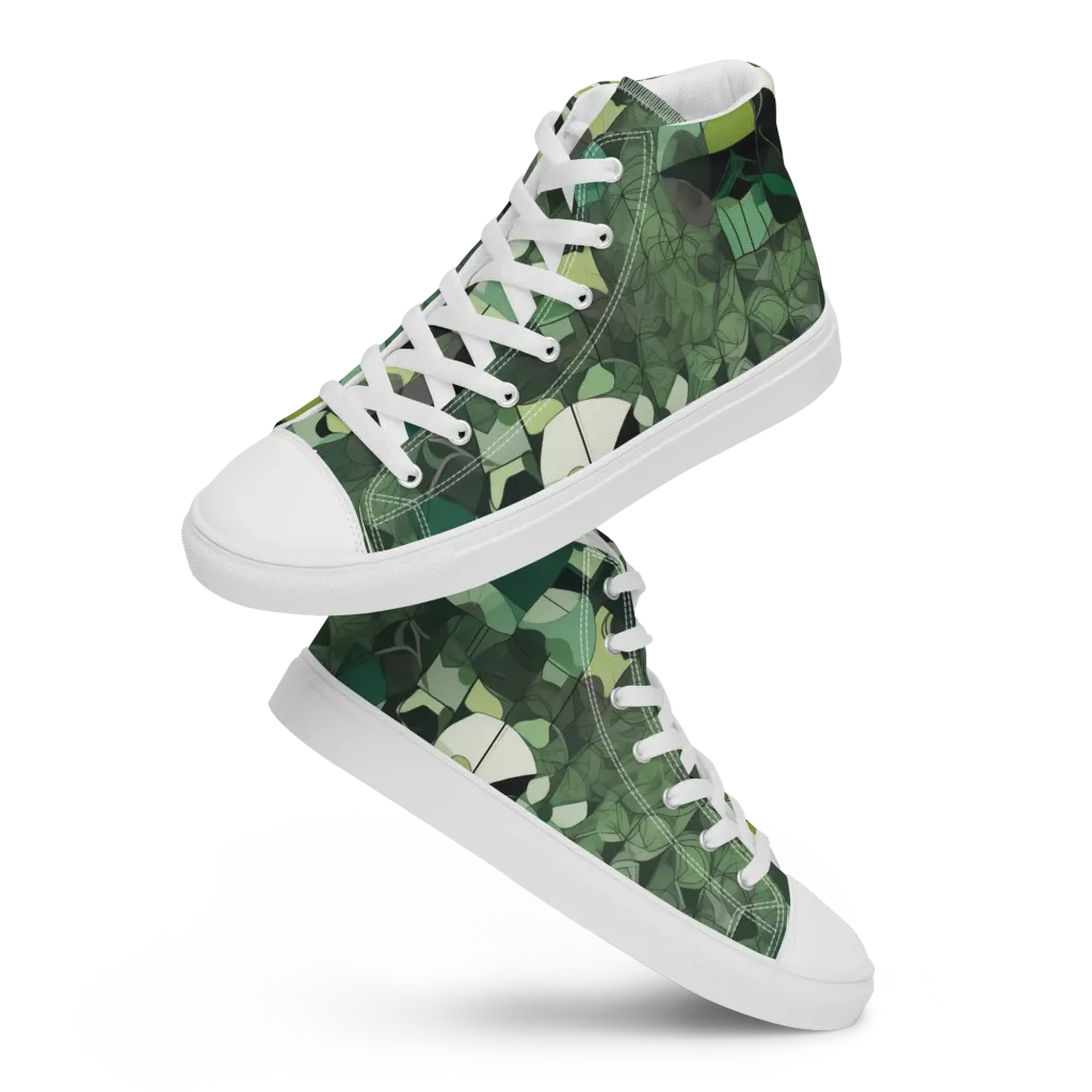 Greenhouse Geometry on Women's High Top Canvas Shoes — Front