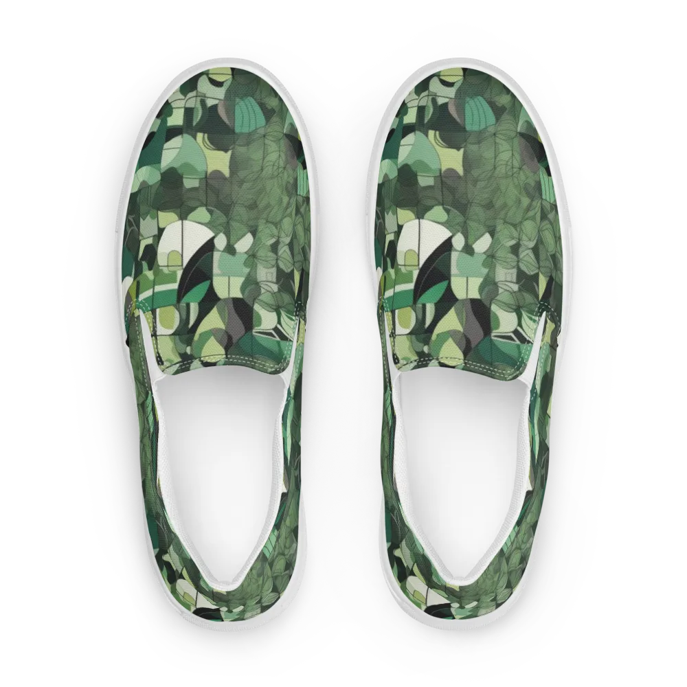 Greenhouse Geometry on Men's Slip-On Canvas Shoes — Front