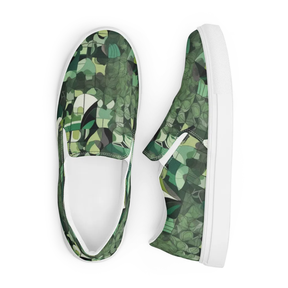 Greenhouse Geometry on Men's Slip-On Canvas Shoes — Front