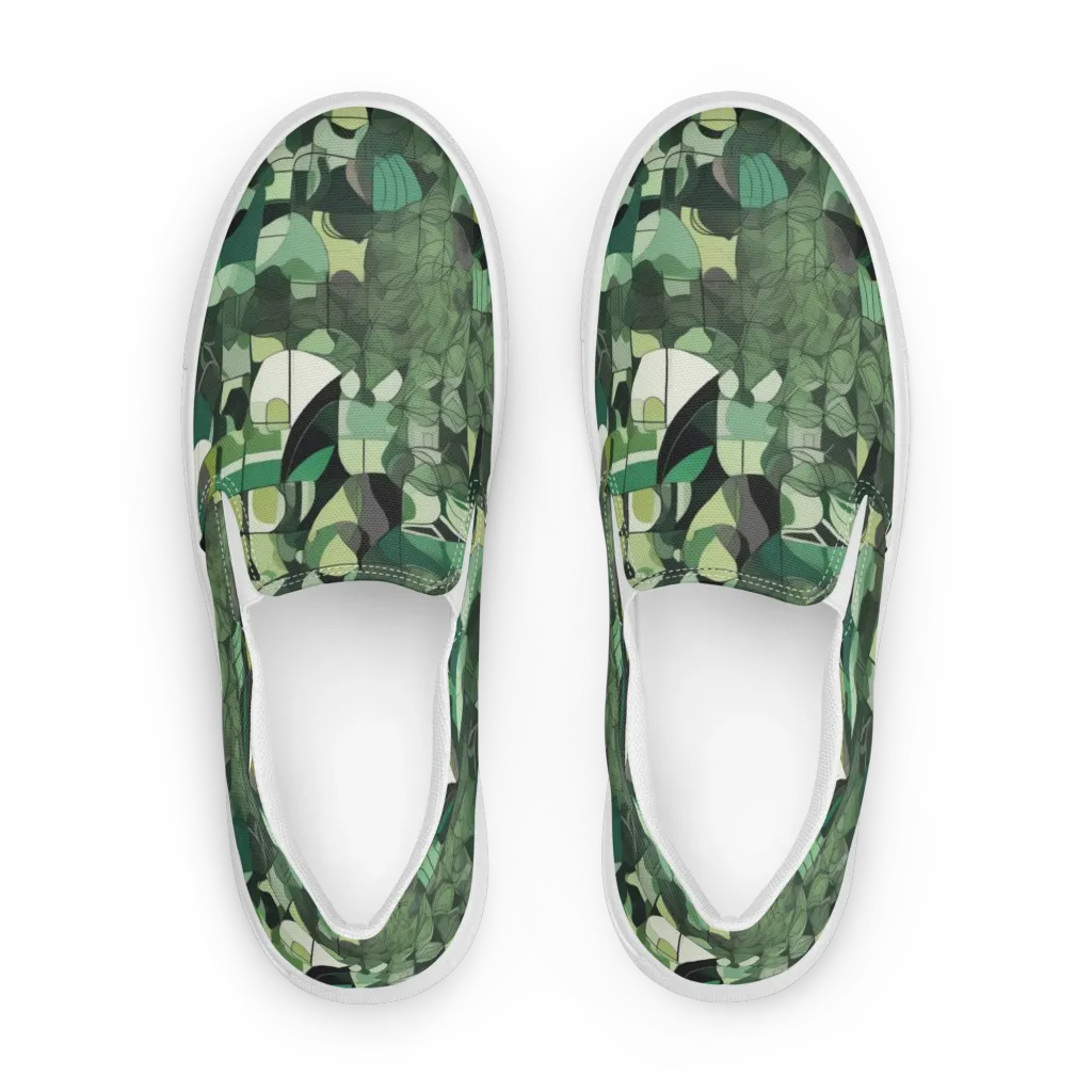 Greenhouse Geometry on Women's Slip-On Canvas Shoes — Front