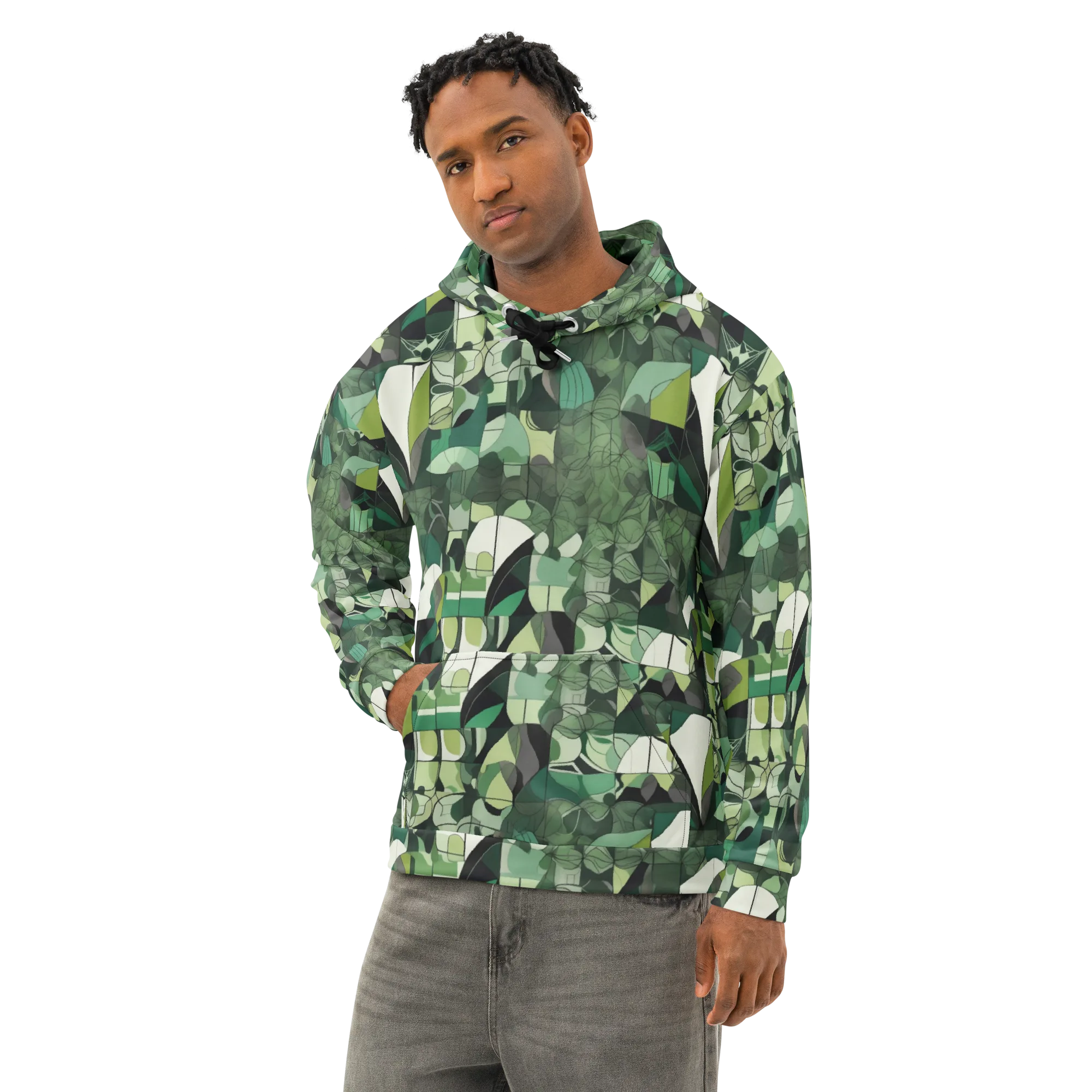 Greenhouse Geometry on Cotton Hoodie — Left Front