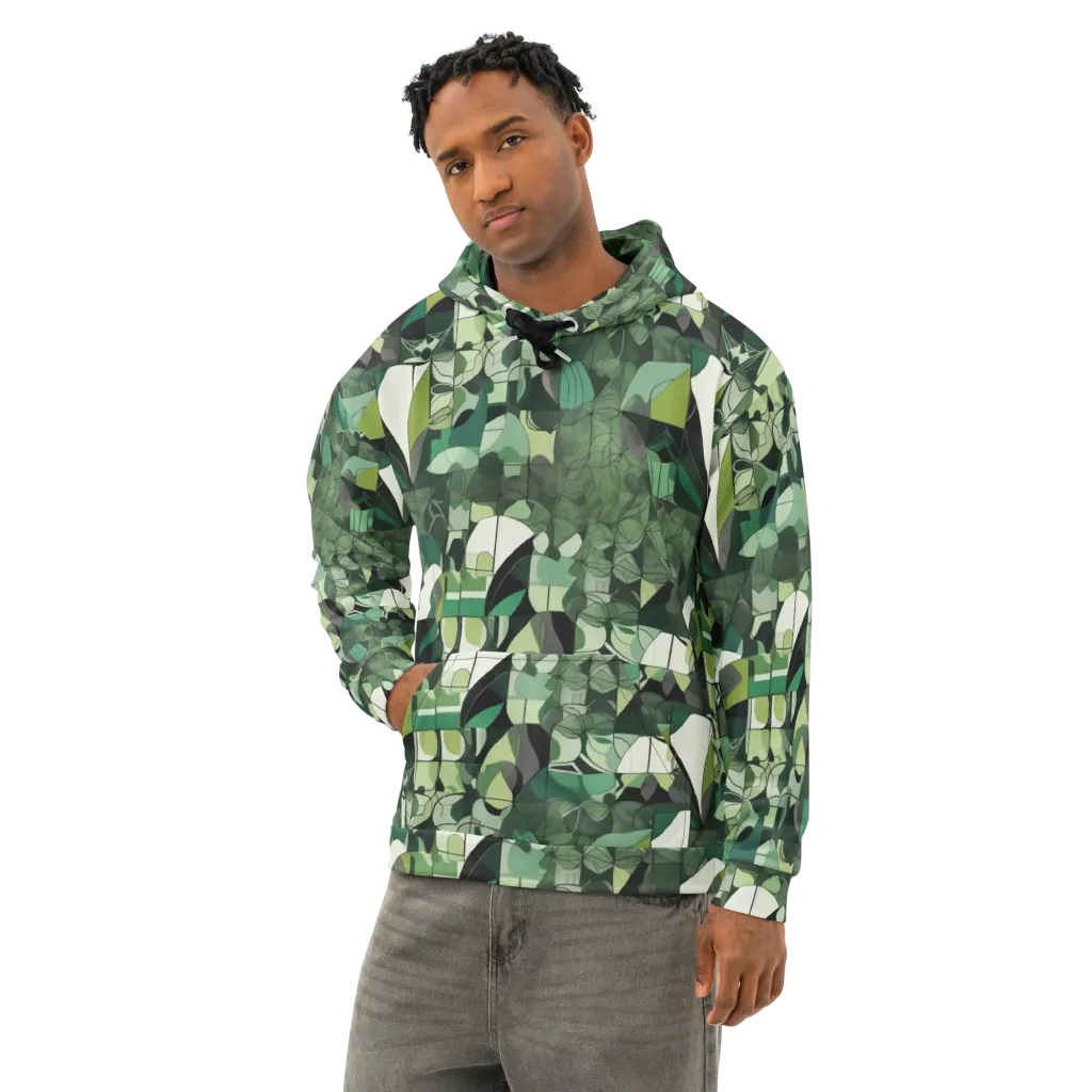 Greenhouse Geometry on Cotton Hoodie — Left Front