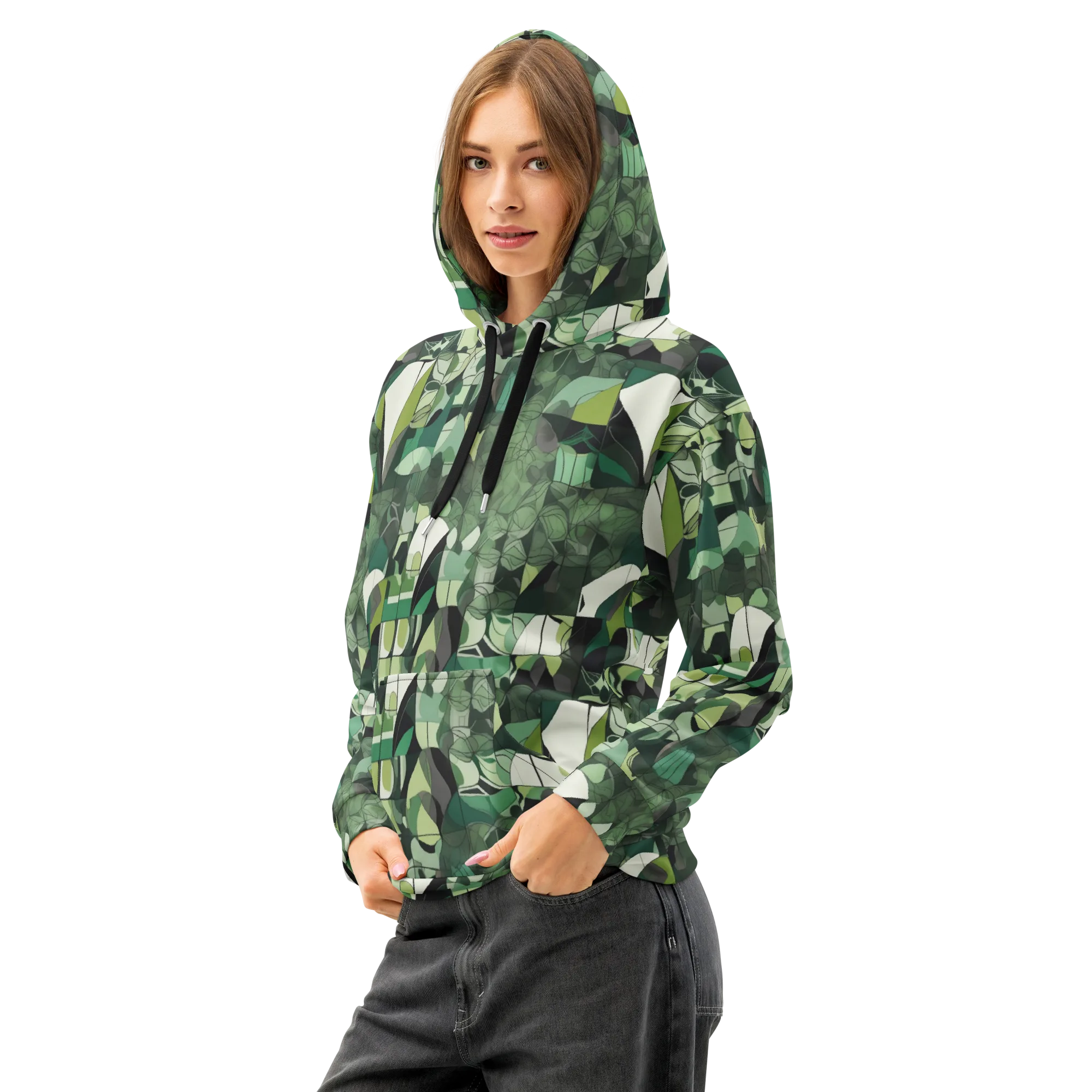 Greenhouse Geometry on Cotton Hoodie — Left Front