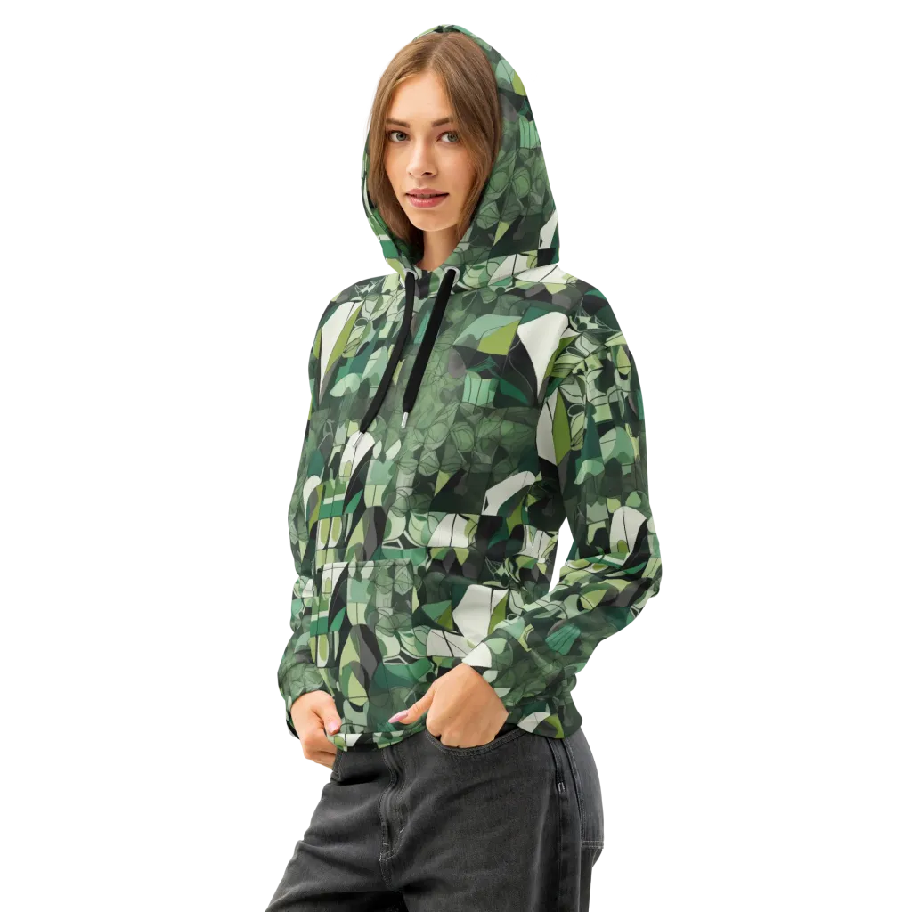 Greenhouse Geometry on Cotton Hoodie — Left Front