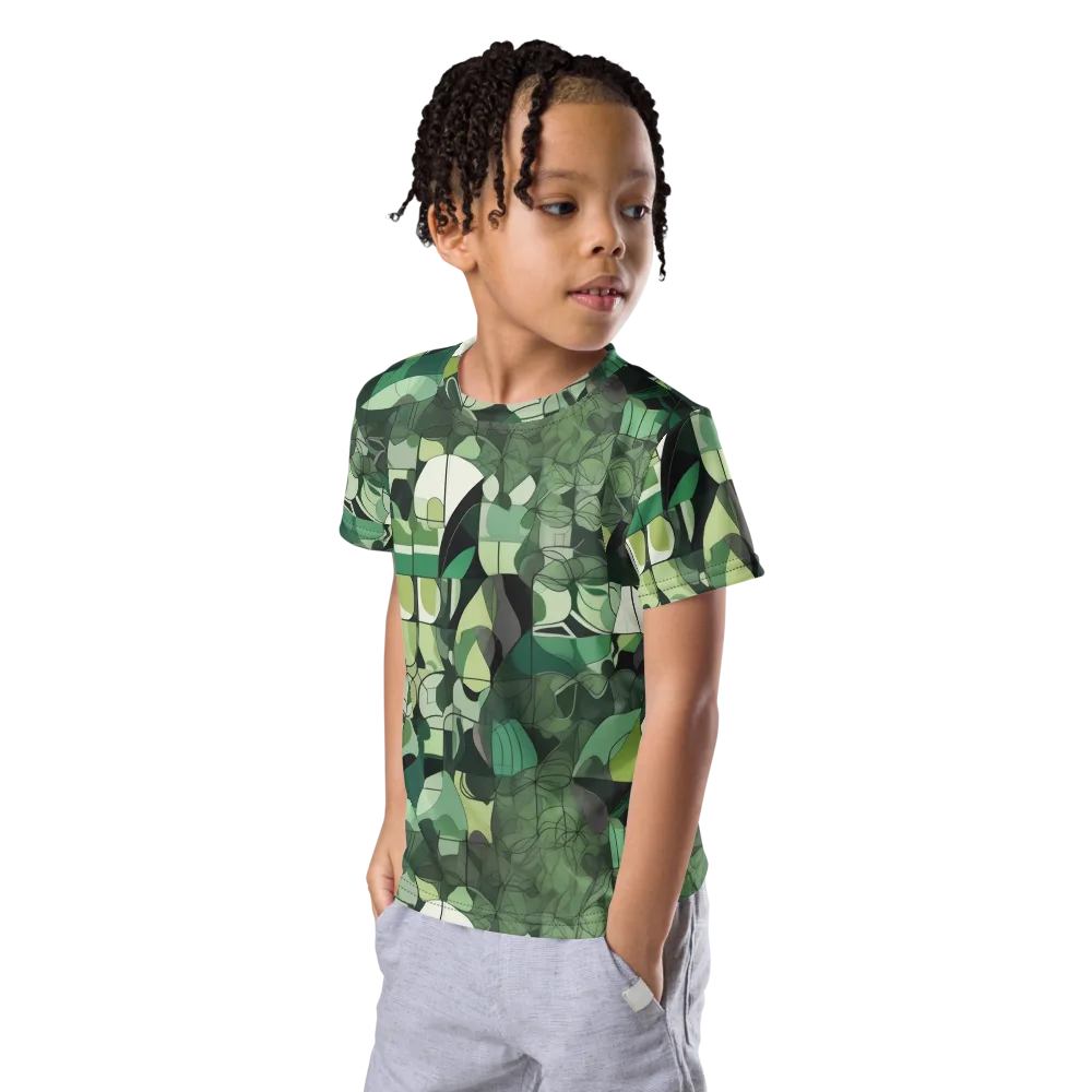 Greenhouse Geometry on Kids Crew Neck T-Shirt — Left Front