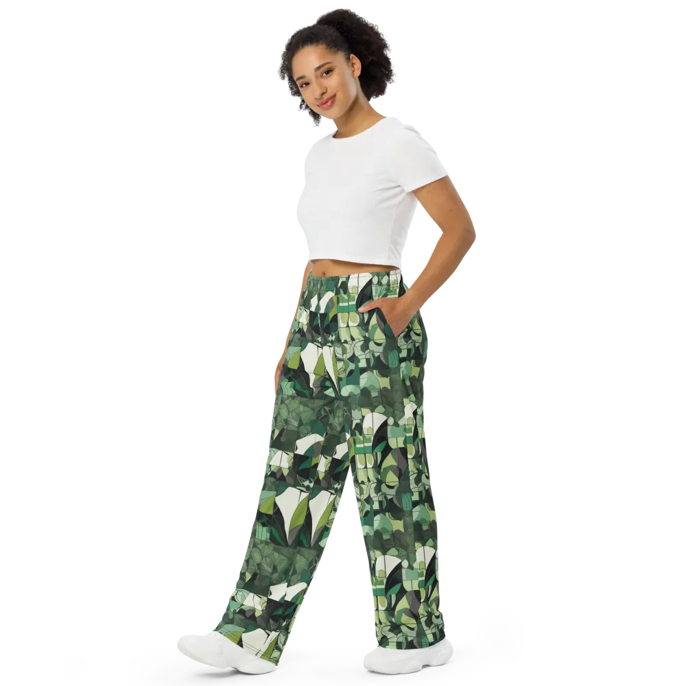 Greenhouse Geometry on Wide-Leg Pants — Left Front