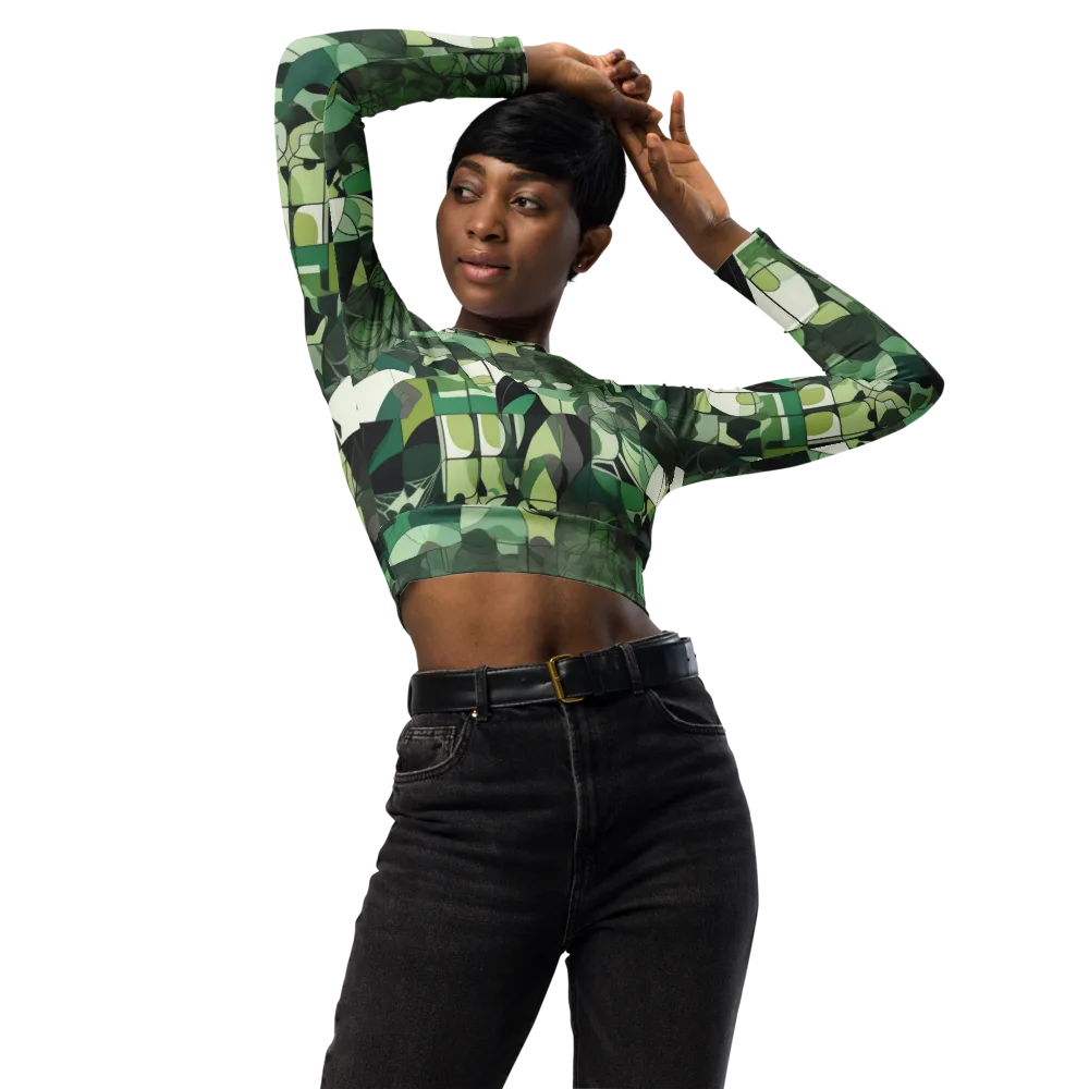 Greenhouse Geometry on Long Sleeve Crop Top — Front