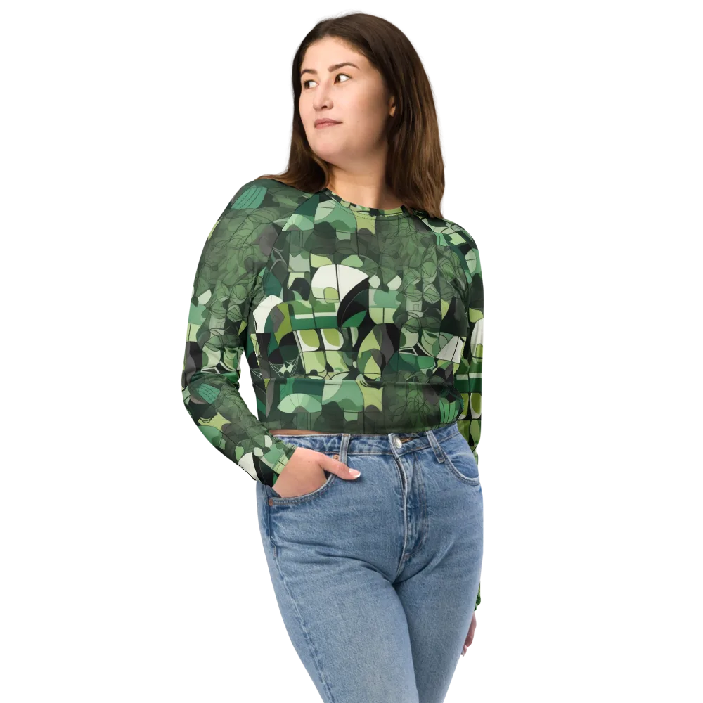 Greenhouse Geometry on Long Sleeve Crop Top — Front