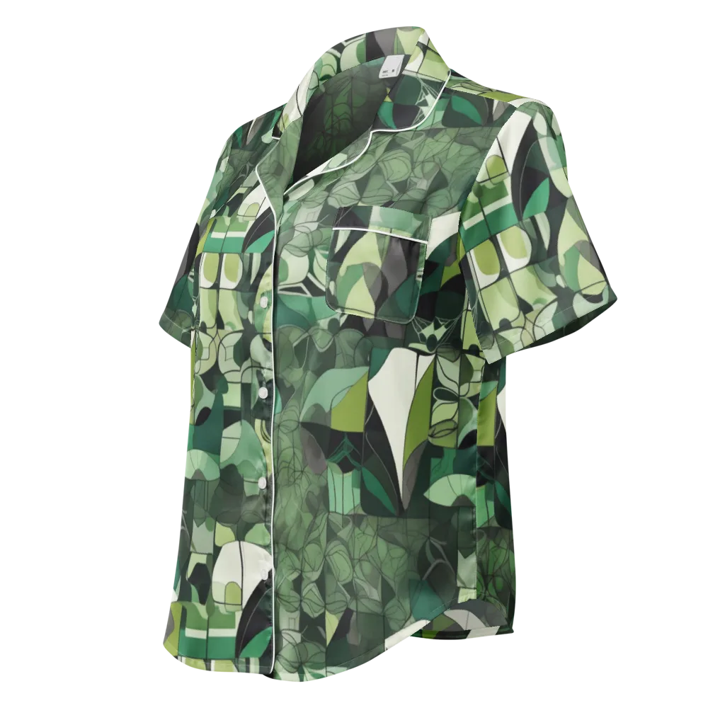 Greenhouse Geometry on Women's Short Sleeve Pajama Top — Left Front