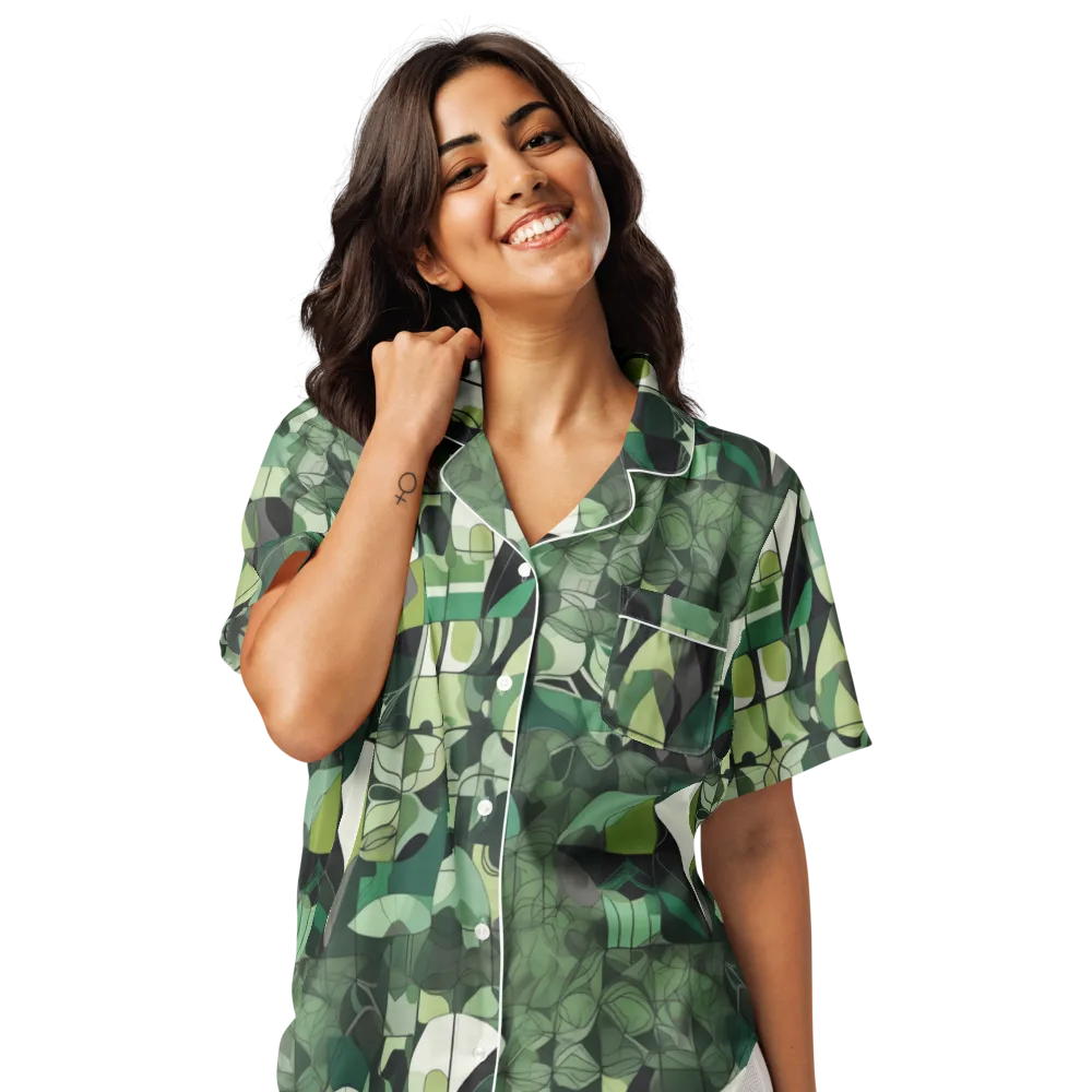 Greenhouse Geometry on Women's Short Sleeve Pajama Top — Front