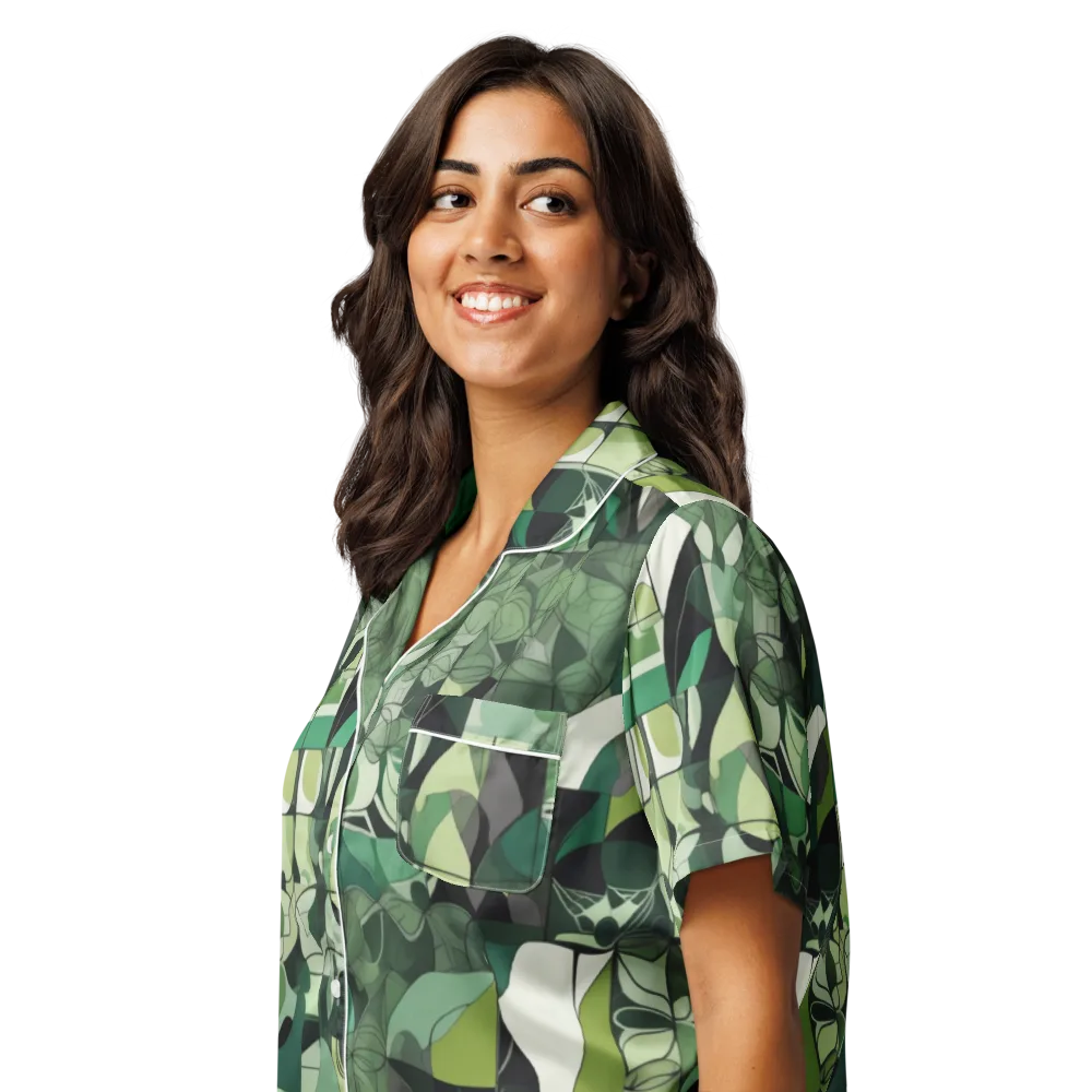 Greenhouse Geometry on Women's Short Sleeve Pajama Top — Left Front