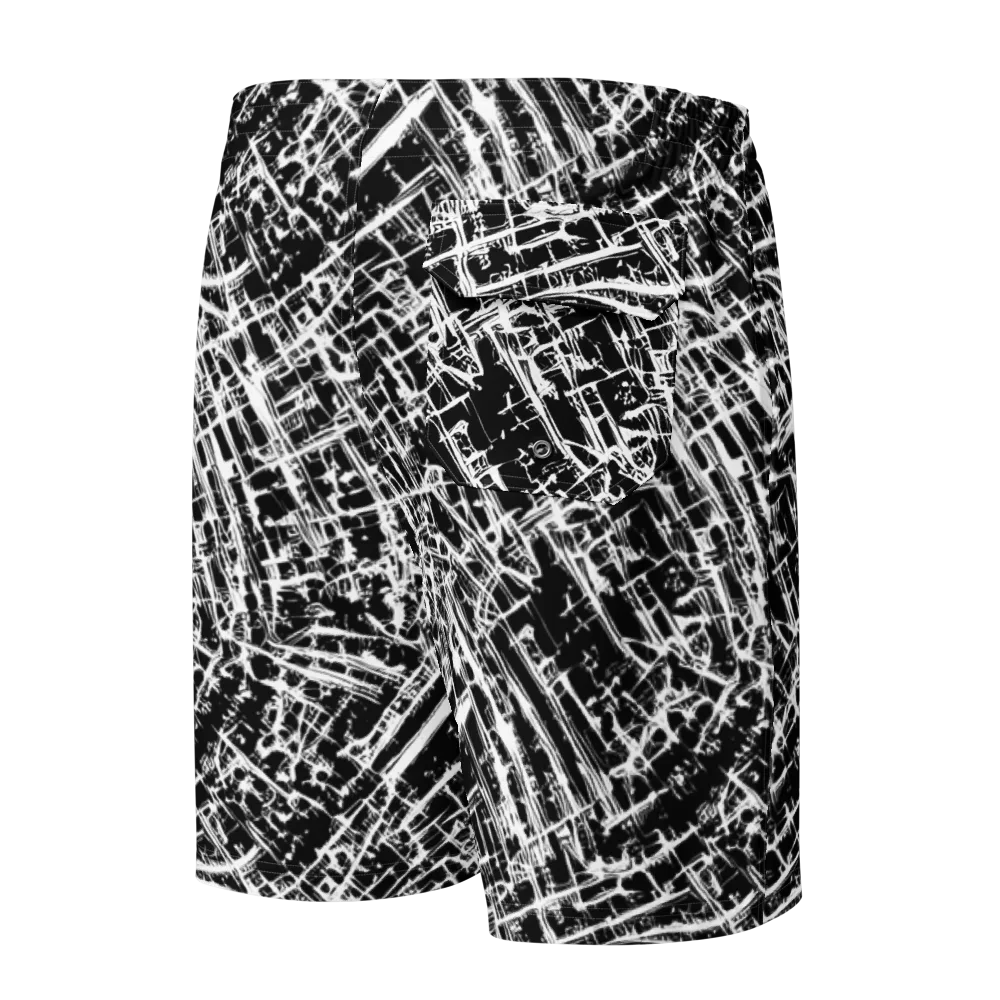 Blackline Riot on Men's Board Shorts — Back