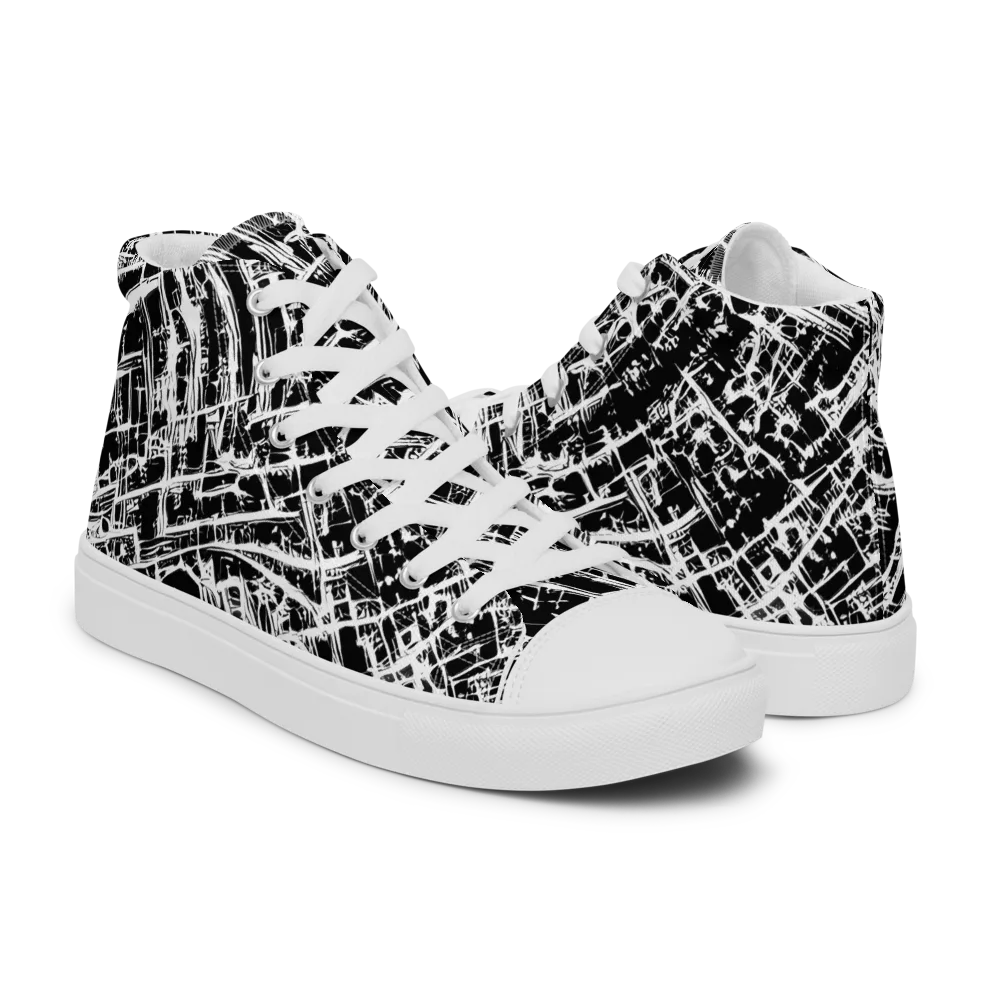 Blackline Riot on Men's High Top Canvas Shoes — Right