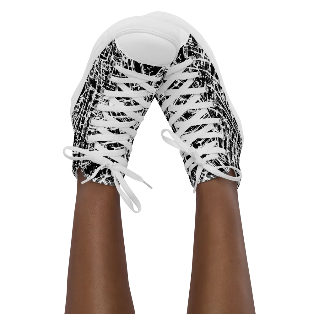Blackline Riot on Women's High Top Canvas Shoes — Front