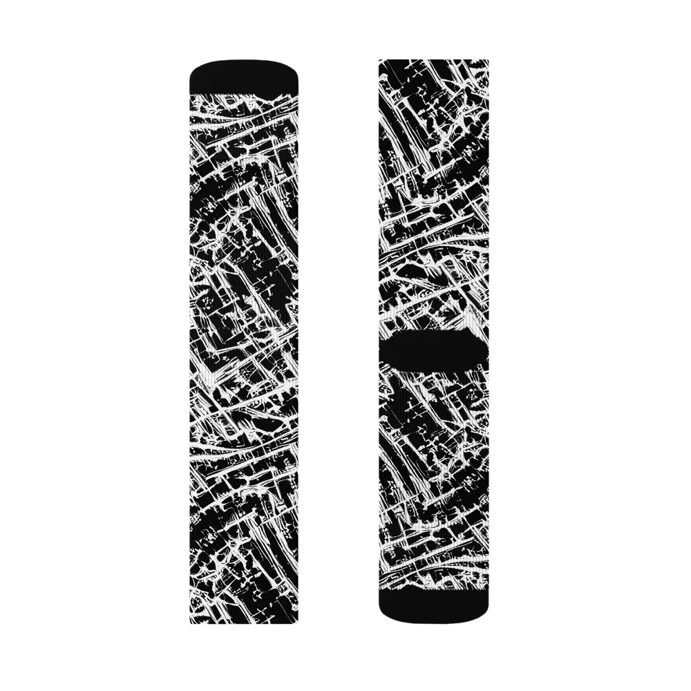 Blackline Riot on Socks — Right Sock
