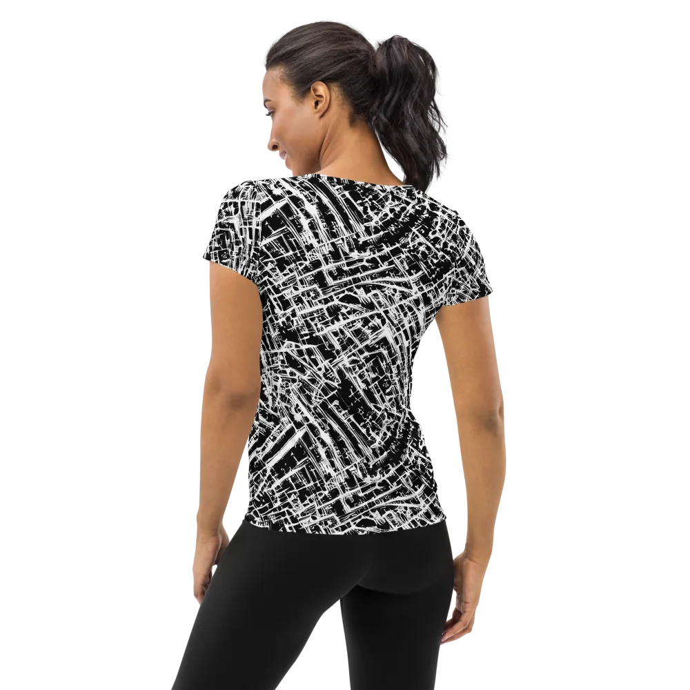 Blackline Riot on Women's Athletic T-Shirt — Back