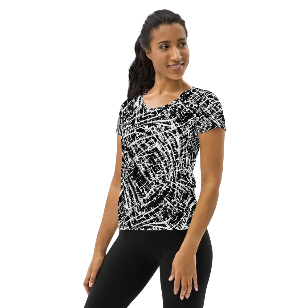 Blackline Riot on Women's Athletic T-Shirt — Left