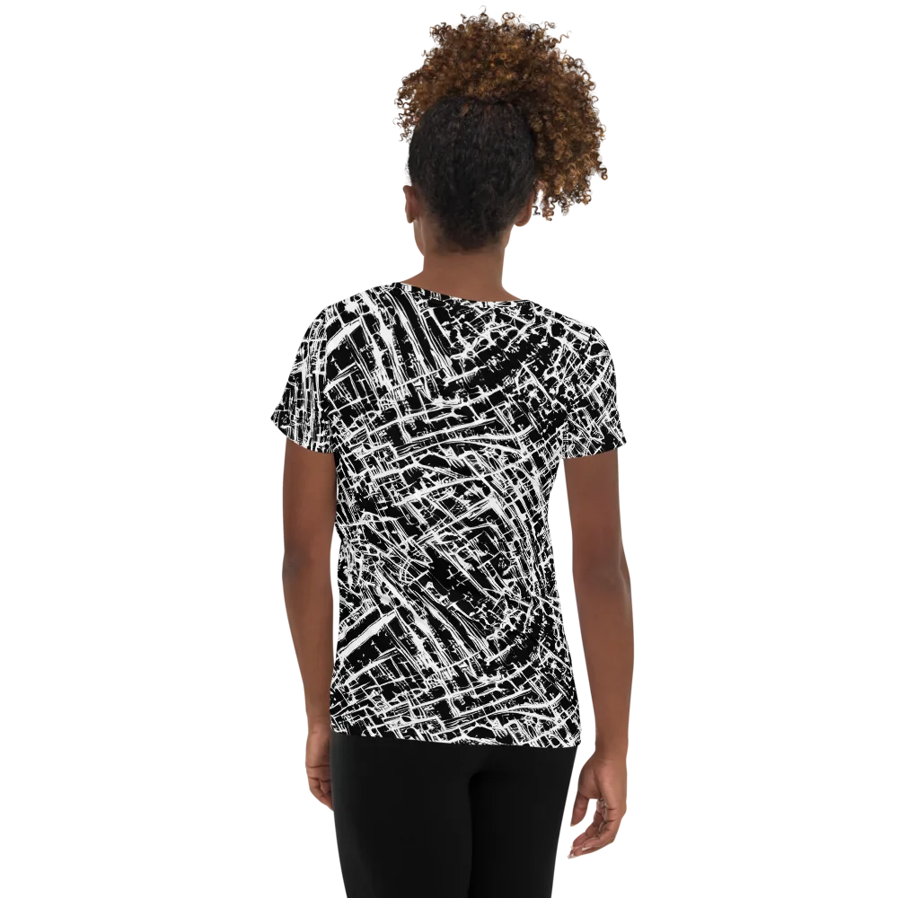 Blackline Riot on Women's Athletic T-Shirt — Back
